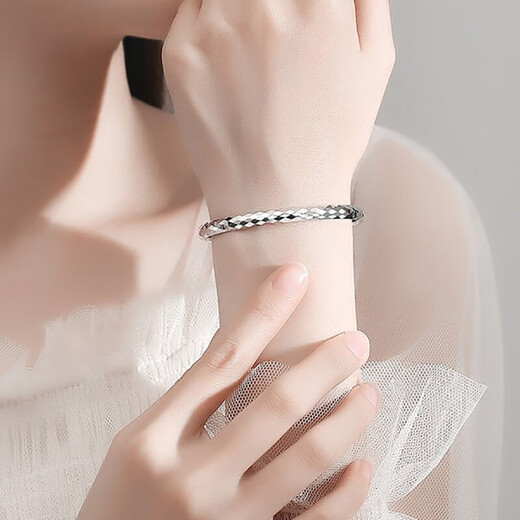 Xizhao Jewelry Platinum diamond pattern bracelet PT950 platinum bracelet classic full circle fashion buckle laser bracelet 10.26g shipped in 1-10 working days