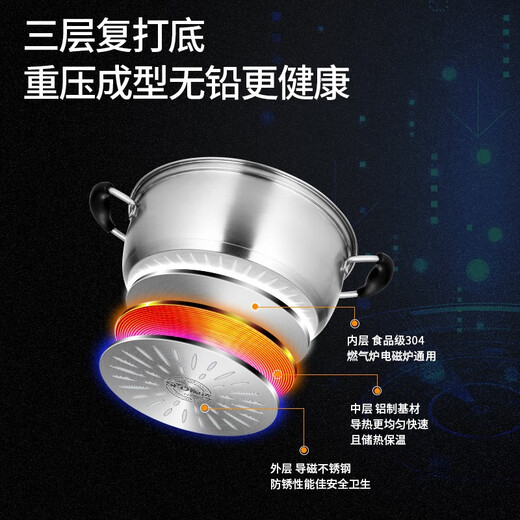 Shunda (SND) hot pot 304 stainless steel compound bottom soup pot shabu-shabu cooking pot noodle cooking gas induction cooker universal hot pot pot 28CM hot pot