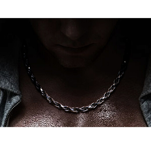 Shibomu thick metal necklace for men, domineering titanium steel thick necklace, European and American fashionable clavicle chain, cool boy with personality, length 50 cm