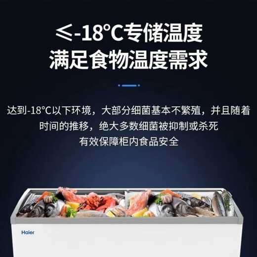 海尔（Haier）商用冰柜展示柜冷藏保鲜柜大容量玻璃门家用冰激凌雪糕卧式冷柜 717L圆弧玻璃门丨单冷冻