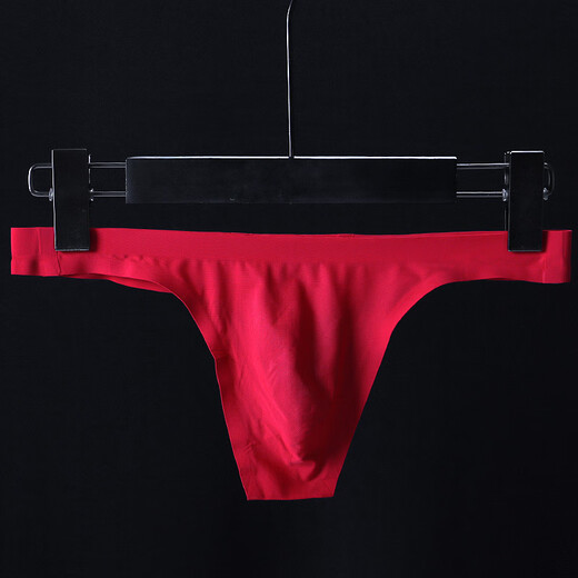 Adult beauty secret delivery sexy underwear men's new thong low waist sexy thin ice silk one piece M red
