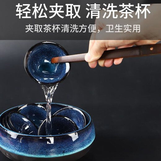 Xiangye large tea clip household bamboo single kung fu tea set accessories non-slip tea cup tea leaf clip tea tweezers tea ceremony tool bamboo nail-ebony tea clip H style