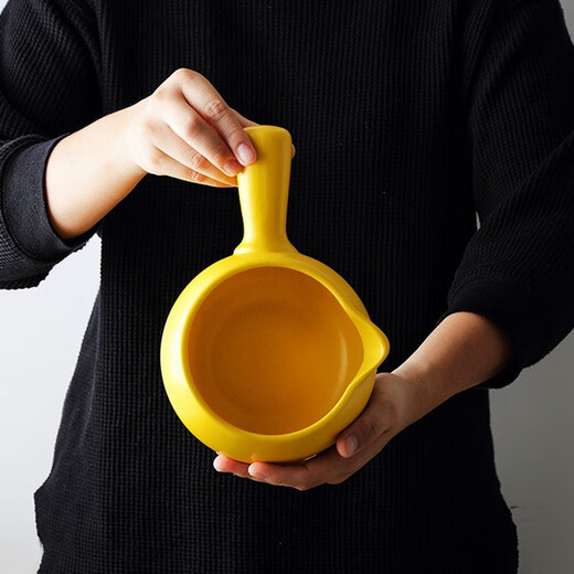 DuoMeiRan uncoated small milk pot casserole warm milk household gas soup single-handle ceramic pot baby food supplement pot pink 1000ML small milk pot