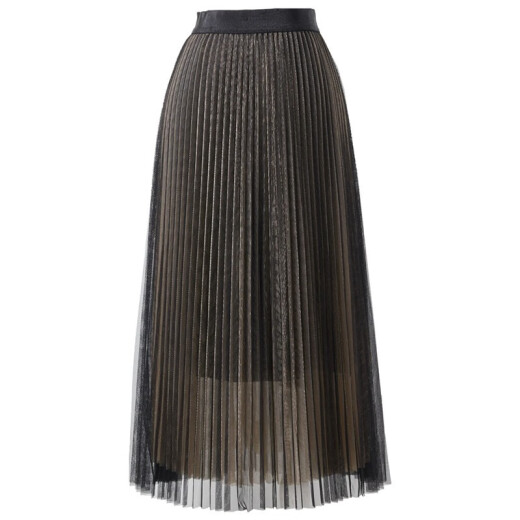 Yanyu temperament mesh skirt autumn new fashion women's fashion slim mid-length pleated skirt black L