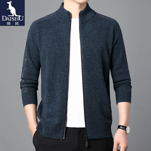 Kangaroo Herren 100% Cardigan Herren Reißverschluss Cardigan lässig warm warm warm warm Herren Pure Woll Stand Collar Strickpullover Jacke Yelan 165/M Vorschlag 120jin [Jin gleich 0,5 kg] oder weniger