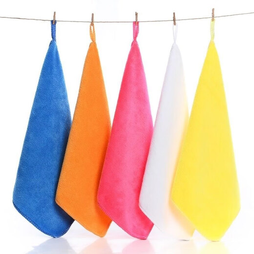 Five-color rags used in Lanbaihui Hotels, guest rooms, housekeeping cleaning, special hotel towel wiping cloths 30x30 medium thick coffee 10 pack