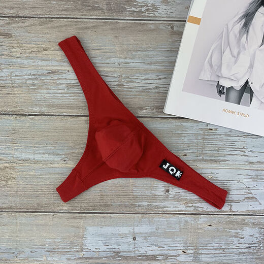 Men's sexy underwear low-waisted T-shaped tight-fitting men's thong underwear cotton low-waisted sexy slim stretch cotton soft breathable and comfortable red XL 2.5-2.8 feet