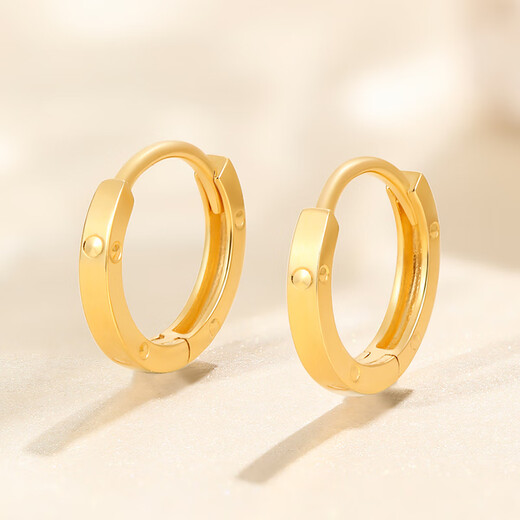 Saturday Fortune (ZLF) 18K gold earrings interlocking series earrings for women rose gold colored gold plain K gold small earrings yellow