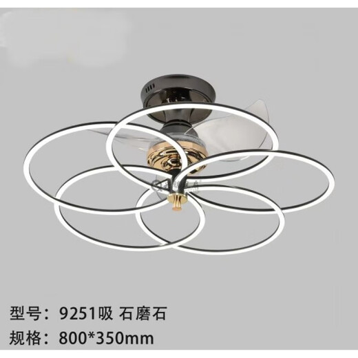 Zimmerlüfterlichter Schlafzimmer Wohnzimmer Esszimmer Guangdong Zhongshan Ancient Town Lampe nordisch kreatives stiller Lüfter Licht minimalistisch 9195 Schwarz absorbierende Drei-Farben-Licht-Veränderung Fernbedienung