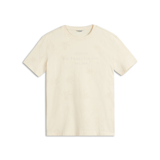 
Jinba Men's Clothing 2025 Spring and Summer New Men's Round Neck T-shirt Casual Short Sleeve FTCE1343 Milk White L (175)