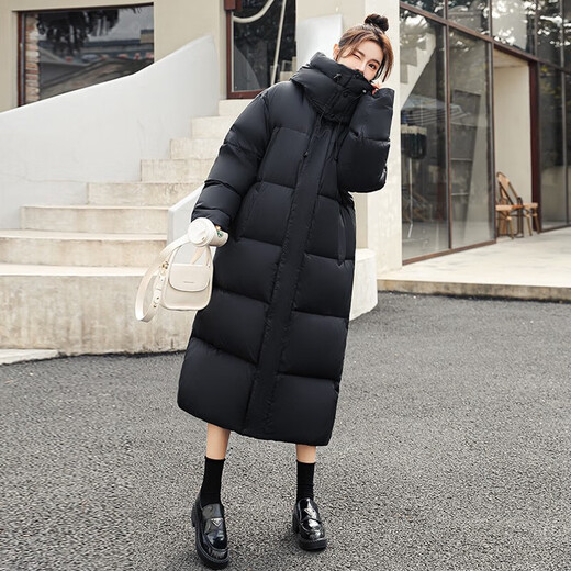 Duck (yaya) Veste à bas de froid extrême hors saison pour les femmes en hiver à capuche à longs genou épaissis épaissis à l'épaississement du froid nord-est [320 g de velours] beige (chapeau peut être détaché) l 165