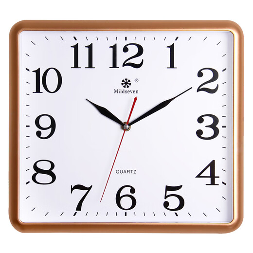 Qualité importée sept rois horloge carrée horloge murale salon et maison simple nordique moderne moderne à la mode quartz accroché sur le tube de mouvement du mur 9811 bord noir 23 / d724 cm 13 pouces de diamètre 33 cm