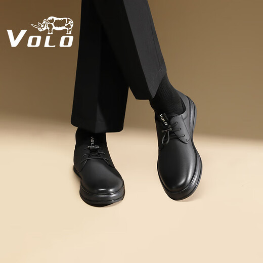 VOLO Rhino Men's Shoes Soft Sole Business Casual Leather Shoes Men's Lace-Free Winter All-match Sneakers Black 40