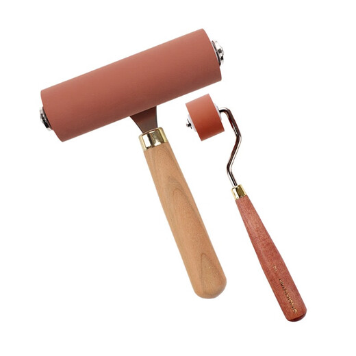 HWAHONG Huahong ink printmaking roller professional grade printmaking ink wooden handle soft rubber roller 5cm10cm15cm20cm1cm2cm ink roller printmaking tool 10cm 1