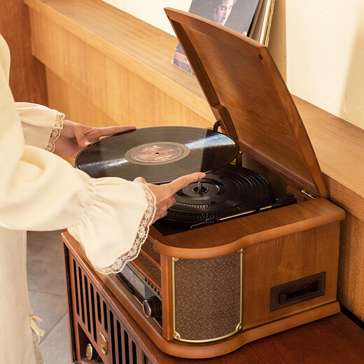 Famous actor 1411 vinyl record player retro record player Bluetooth gramophone LP Bluetooth audio vintage record player CD player Bluetooth version desktop