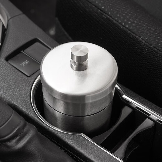 B&y 304 stainless steel ashtray, heightened and thickened ashtray, windproof car cigarette cup, thick material fashionable bar ashtray, 255 single, 304 single, heightened and covered