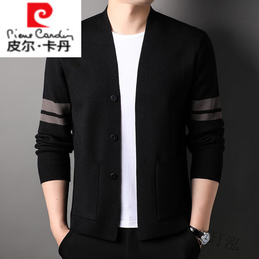 
Pier Cardin 2022 new autumn thin knitted cardigan jacket men's slim sweater sweater base shirt men's top 2207 black 165/M/48