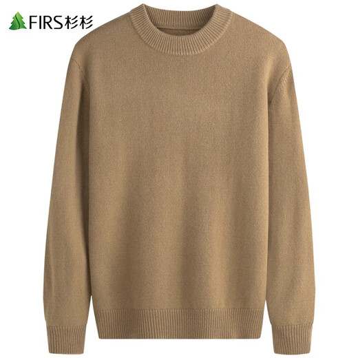 Shanshan (FIRS) thick pure wool round neck sweater for men's autumn new business solid color casual knitted warm sweater 692 camel S (165)