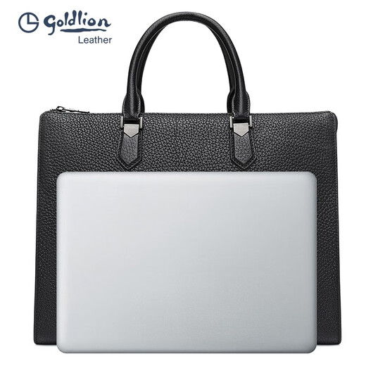 Goldlion Business Briefcase, High-End Men's Bag, Commuting and Traveling, Large Capacity Laptop Bag, Light Luxury New Year's Gift for Men, Black Large 13 Inch