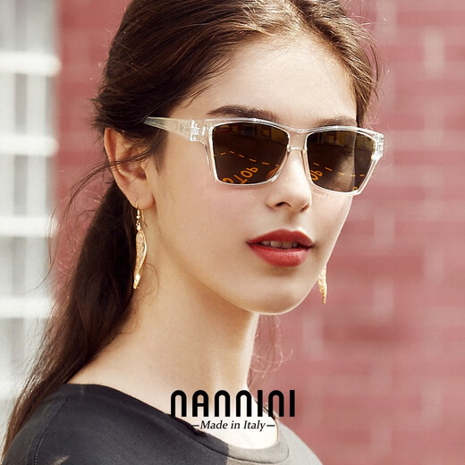纳尼尼（NANNINI）意大利太阳镜男女墨镜防紫外线时尚潮流轻便开车眼镜Malibu 透明镜腿金镀膜偏光镜片101+7024 颜色