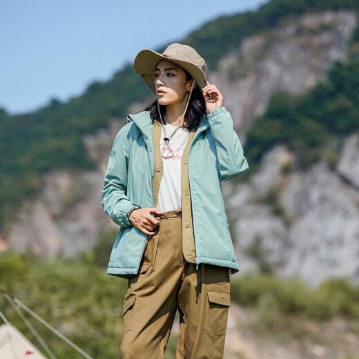 西域骆驼（VANCAMEL）加绒风衣外套男女韩版防风保暖单层软壳冲锋衣工装风夹克文艺上衣 9930S抹茶绿-女【纯色】 L