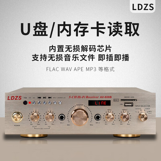 LDZS220V Hochleistungsbluetooth-Verstärker Home Karaoke USB Flash Drive Card Fieber 5.0 Surround-Sound Stufe 400 Whifi leerer Verstärker 608B Schwarz
