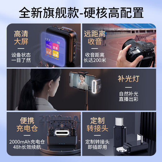 Good Shepherd Wireless Microphone Lavalier Wheat Bee One to Two Radio Douyin Anchor Sound Card Live Recording Equipment Singing Noise Reduction Video Interview Microphone Mobile Phone Camera Computer