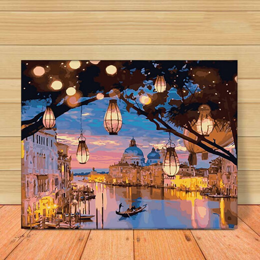 Jiacai Tianyan diy digital oil painting hand-painted coloring oil painting living room dining room bedroom sofa background wall modern simple decorative painting 40*50cm palace lantern night light