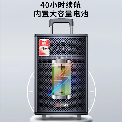 CHIGO square dance Bluetooth speaker subwoofer outdoor large volume outdoor karaoke sound card audio playing and singing 15-inch flagship version + wireless microphone X1