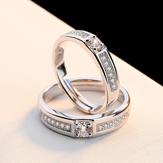 MZMZ platinum couple ring pt950 platinum pair engagement diamond ring Valentine's Day birthday gift for girlfriend jewelry local warehouse/next day delivery - light luxury live couple diamond ring