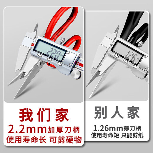 Wang Mazi scissors, household tailoring scissors, industrial thread trimming scissors, sewing pointed scissors, paper cutting scissors 1# reinforced rust-proof red large size