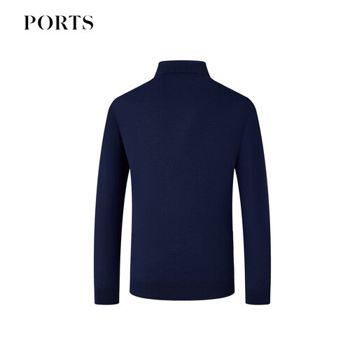 PORTS autumn and winter men's POLO collar long-sleeved pullover MM9K069NZF062 NAVY 2XL