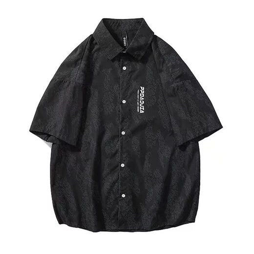 Chaoxiden sombre sombre chemise courte à manches courte de style Summer Summer Ins Trendy Harbor Line Taille Veste décontractée blanc xl