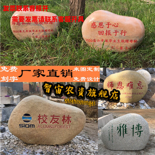 Pebble stone engraving stone micro landscape stone carving campus stone commemorative courtyard stone square large lawn stone natural customized Zhizhou 2 meters