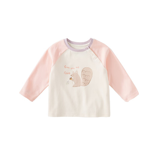 DAVE&BELLA children's clothing, boys' baby clothes, baby long-sleeved children's T-shirts, boys' spring clothes, girls' bottoming shirts, spring and autumn T-shirt tops, pink, in stock, 100 cm (recommended height 90-100cm)
