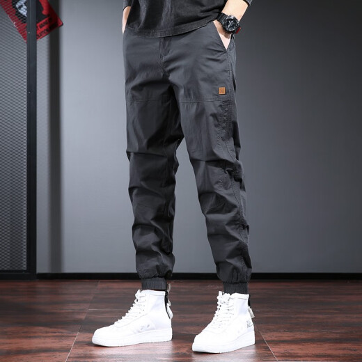 Zehn Kranbindungen arbeiten Hosen Männer lose trendige Frühlings- und Sommer-Freizeithosen Männer elastischer großer Hose Hose Hosen Herrenbeine Bindungen Schwarz dünn (Sommerdünn) 4xl (210-230jin [Jin gleich 0,5 kg])