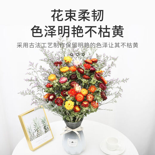 AIMAN natural chrysanthemum dried flowers real flowers air-dried ins Internet celebrity flower decoration ornaments literary flower arrangement Nordic decoration violet light blue 10 pieces