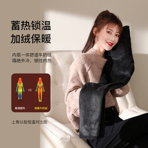 
Cotton World straight jeans for women plus velvet thickened new style spring, autumn and winter loose high waist high-slim elastic cigarette pants 13588 black plus velvet size 28 sizes (2 feet 1)