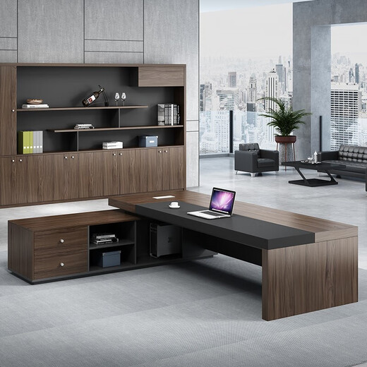 Mu Zhexi's boss table is simple, modern and elegant, office desk and chair, fashionable president's table, 1.6m boss table + boss chair