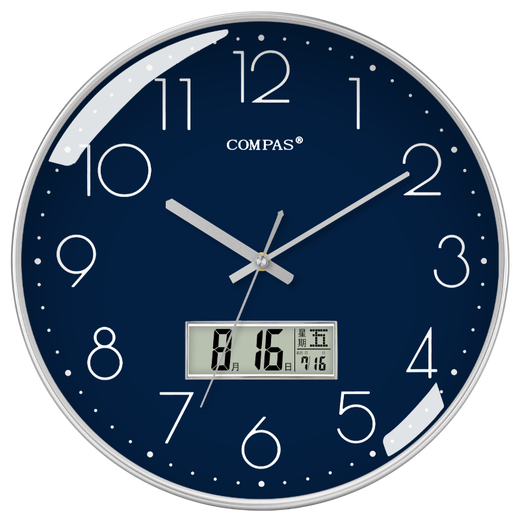 
Compas wall clock radio clock 2025 living room watches stylish simple calendar office examination room school automatic timing flash gold 14-inch 6219 radio clock (diameter 35 cm)