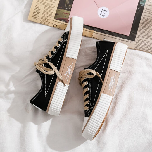 
Tehaochuan 2025 summer breathable new men's board shoes Korean version versatile student canvas shoes men's casual Harajuku niche trendy shoes S223 men's black 40