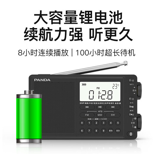 Panda (Panda) 6218 Tragbares Bluetooth -Radio Vollband Stereo Multifunktional Halbleiterfahrzeug -Backup