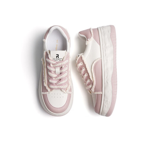 Libellule rouge Chaussures de planche épaisses Nouvelles couleurs de contraste pour femmes chaussures de sport rétro tricotées Frail College Dissous chaussures WTB13579 Pink 35