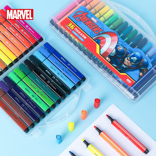 Disney 12-Farben Dreieck Stange Aquarell Stift Kinderwaschbar dicke Pole leicht zu halten Pinselstudentische Malerei Schreibwarenspielzeug Marvel DM20655-2A