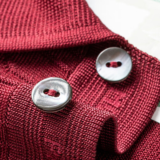 Mengtejiao [XJ] Mengtejiao 23 summer new light luxury series French men's summer refreshing short-sleeved bright silk polo shirt 9195 burgundy L 5 size larger size