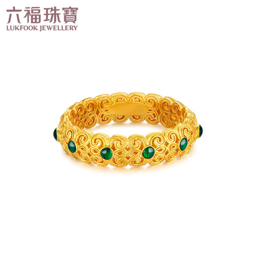 Liufu-Schmuck Fuman Erbstücks Fuß Gold Tang Grasmuster farbig goldener Ring Price F48TBGR0006 Nr. 12-5,41 Gramm (einschließlich Arbeitskosten 671 Yuan)