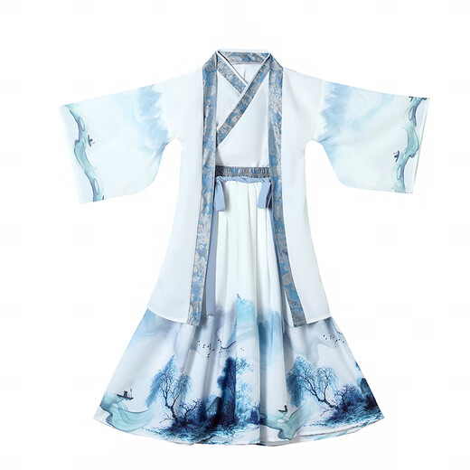 Annie Youer Boy Hanfu Estilo chino Young Master Young Master Autumn Clother's Anciente disfraz de niños guapo Student Study Chinese Study Gray 150