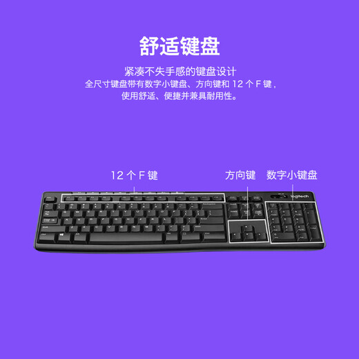 罗技（Logitech）MK270【企业级】无线办公鼠标键盘套装 电脑笔记本商务办公 带无线2.4G接收器 黑色【团单优惠】
