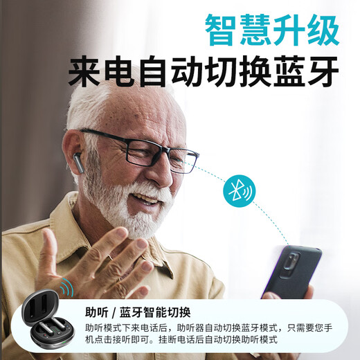 Jiesheng in-ear digital hearing aid for the elderly with deafness, behind-the-ear binaural charging, suitable for light, medium and severe HAT608A
