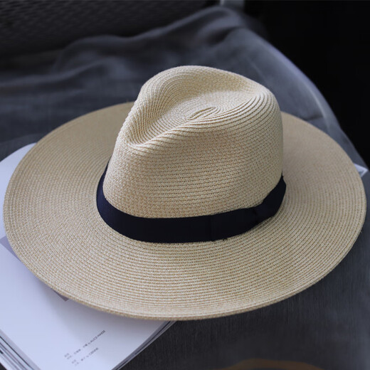 Oufandi large brim men's straw hat sun protection summer large sun hat women's outdoor large brim sun hat good off-white one size adjustable (55-60cm), with windproof rope